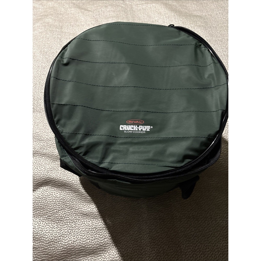 Vtg Rival Crock-Pot Traveler Insulated Bag Round 3.5 Qt Case Carrier Green